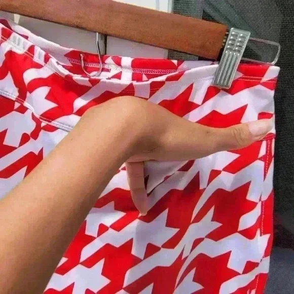 JoFit Skirt in Red White Houndstooth Small Blue Undershorts Houndstooth Pattern - Picture 8 of 10